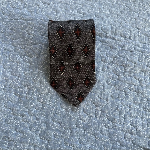 Ermenegildo Zegna Tie Gray & Brown Silk Made in Italy Formal Size 58” x 3.75” - Picture 2 of 10